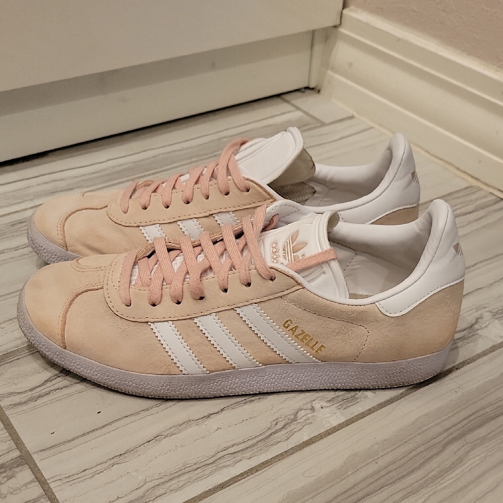 Adidas Gazelle Men's Light Pink and White Sneakers